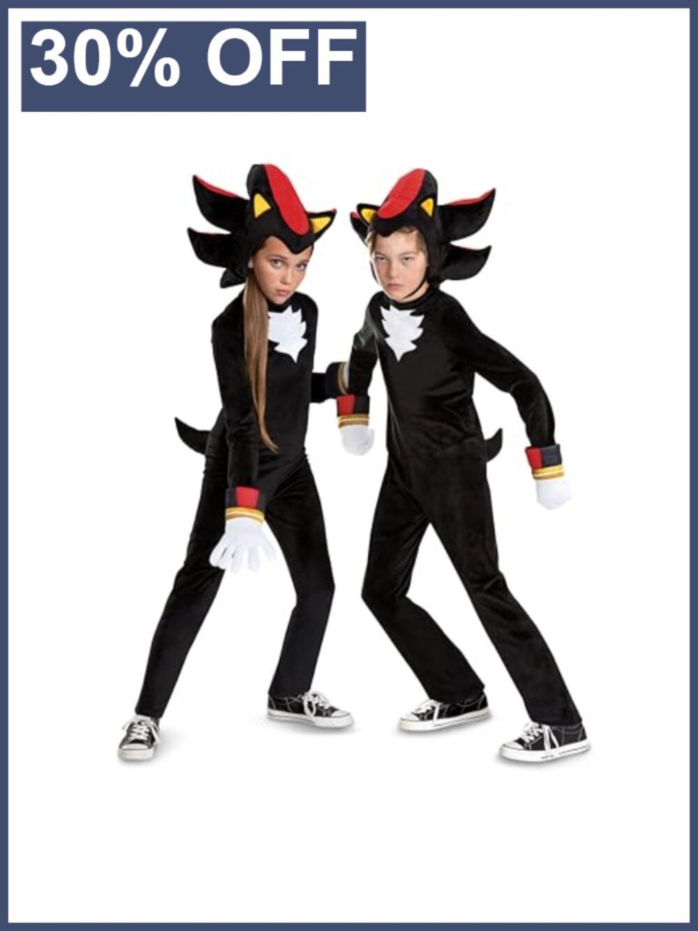 Shadow Deluxe Costume Kids Sonic Movie 3 Jumpsuit Headpiece Gloves